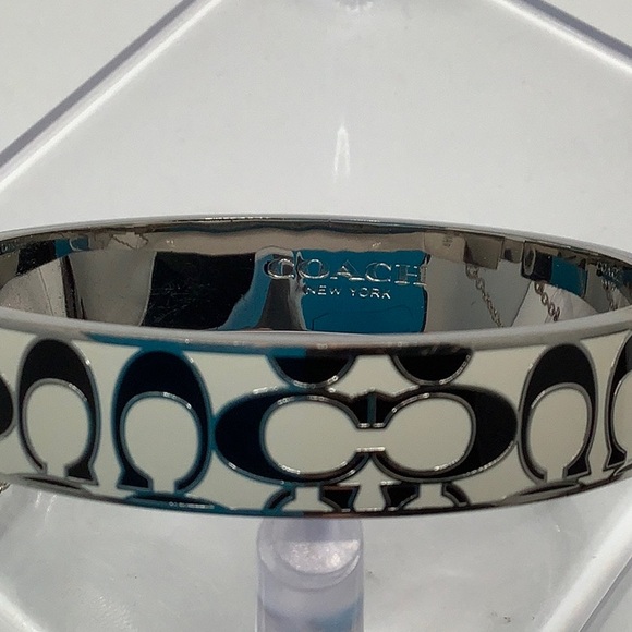 COACH Silver LOGO Signed Hinged Bangle Bracelet - Picture 13 of 14